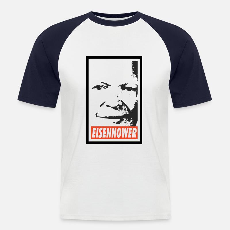 Dwight D. Eisenhower - Männer Baseball-T-Shirt - Weiß/Navy