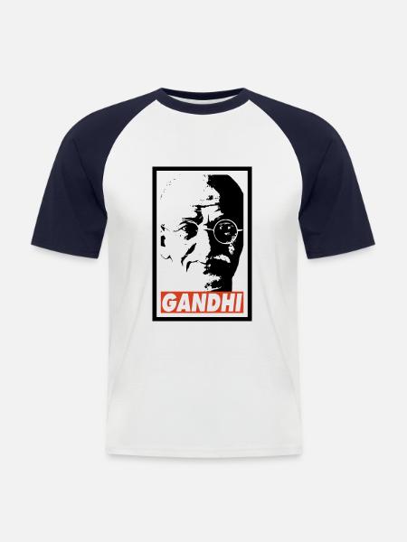 GANDHI - Men's Baseball T-Shirt - white/navy