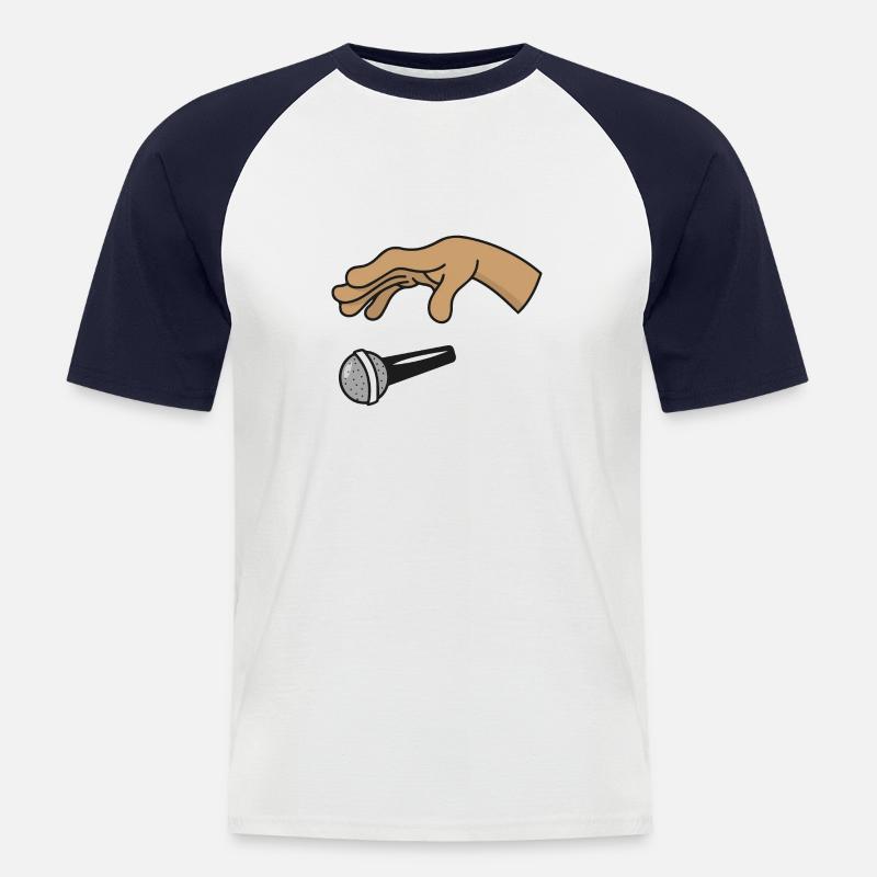 Mic Drop - Männer Baseball-T-Shirt - Weiß/Navy