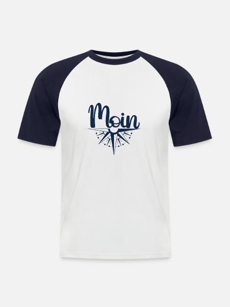 "MOIN Seemann" - handgeschriebenes Design - Männer Baseball-T-Shirt - Weiß/Navy