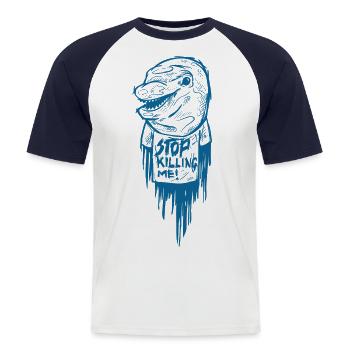 Dolphin bottlenose dolphin dolphin Animal rights - Men's Baseball T-Shirt - white/navy - Front - Nik (191cm)