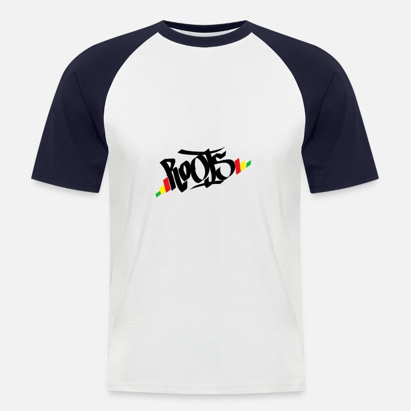 Roots Reggae Rasta - Männer Baseball-T-Shirt - Weiß/Navy