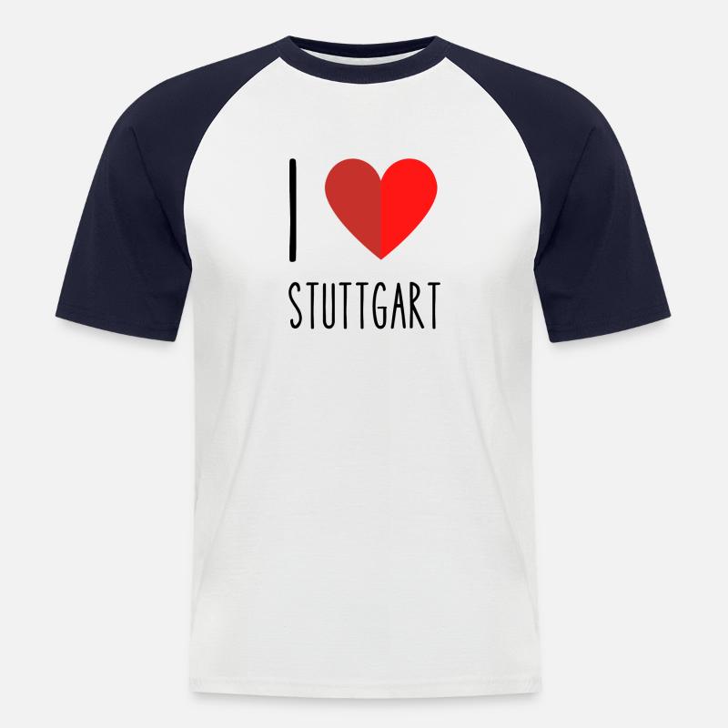 I love Stuttgart - Männer Baseball-T-Shirt - Weiß/Navy