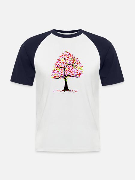 Summer Hearts Tree - Men's Baseball T-Shirt - white/navy