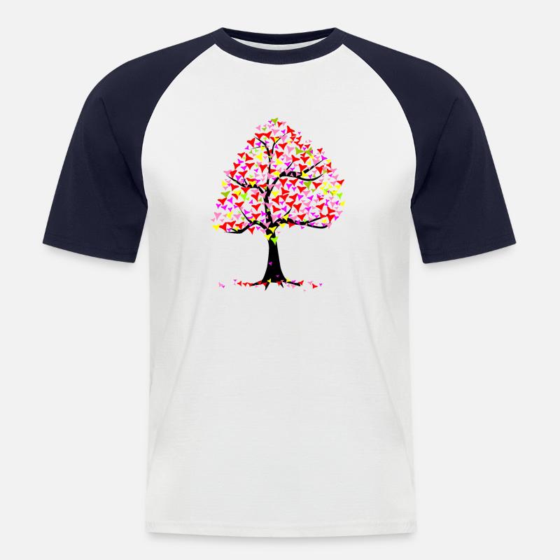 Sommerherzen Baum - Männer Baseball-T-Shirt - Weiß/Navy
