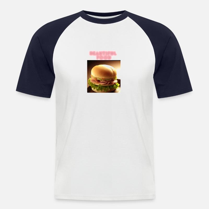 Schönes Essen - Männer Baseball-T-Shirt - Weiß/Navy