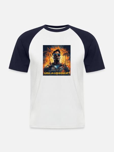 Urlaubsreif! - Männer Baseball-T-Shirt - Weiß/Navy