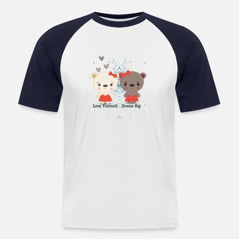 Lean & Loo Offizielles Themenhemd - Männer Baseball-T-Shirt - Weiß/Navy
