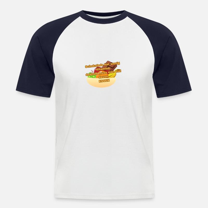 Schokolade hat wenig Vitamine - Männer Baseball-T-Shirt - Weiß/Navy