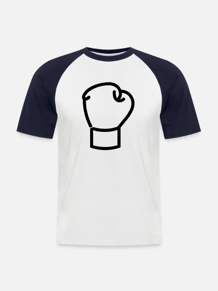 Boxhandschuh - Männer Baseball-T-Shirt - Weiß/Navy