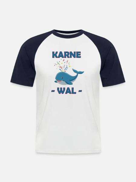 Karne Whale - Men's Baseball T-Shirt - white/navy