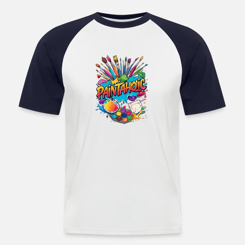 Maler malen Kind Geschenk - Männer Baseball-T-Shirt - Weiß/Navy