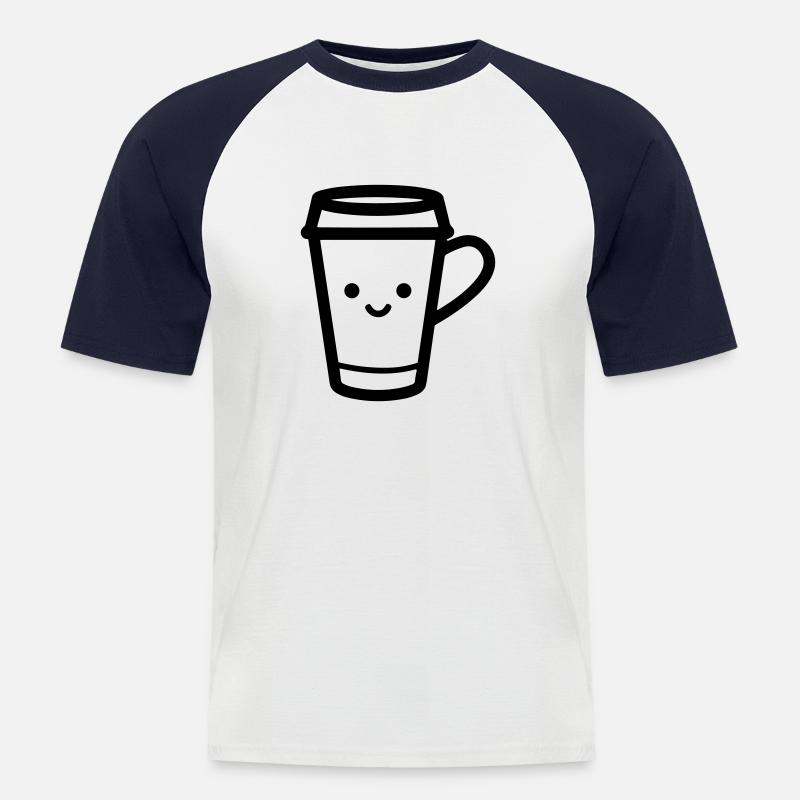 Kaffeebecher - Männer Baseball-T-Shirt - Weiß/Navy