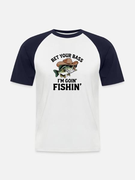 Cooles Barschangeln - Männer Baseball-T-Shirt - Weiß/Navy