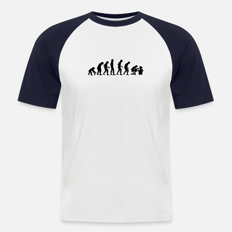 evolution - Männer Baseball-T-Shirt - Weiß/Navy