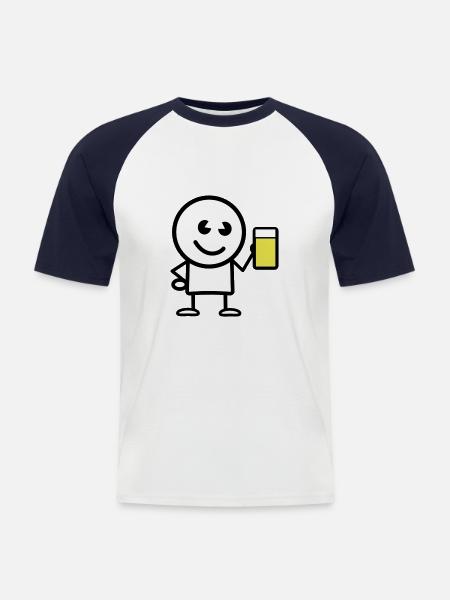 drink - T-shirt baseball manches courtes Homme - blanc/marine