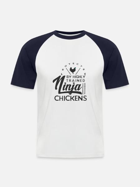 Protetto da polli ninja altamente addestrati - Maglia da baseball a manica corta da uomo - bianco/navy