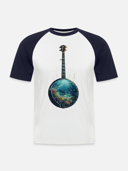 Fish Banjo - Men's Baseball T-Shirt - white/navy