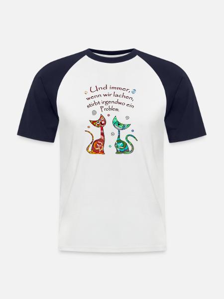 Katzen - Männer Baseball-T-Shirt - Weiß/Navy