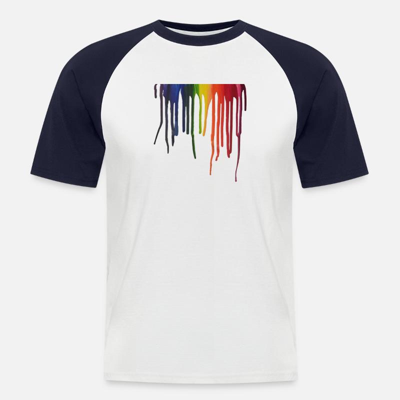 Faden Regenbogen - Männer Baseball-T-Shirt - Weiß/Navy