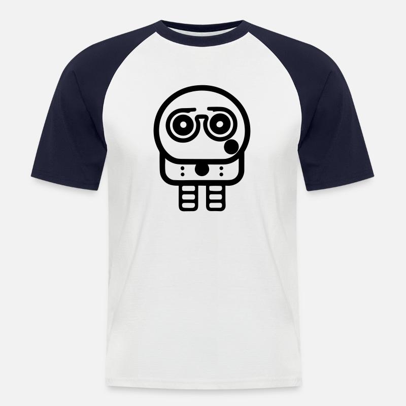Kleiner Roboter - Männer Baseball-T-Shirt - Weiß/Navy