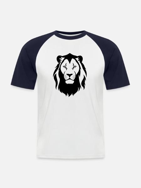 Felin Dschungel Löwenkopf - Männer Baseball-T-Shirt - Weiß/Navy