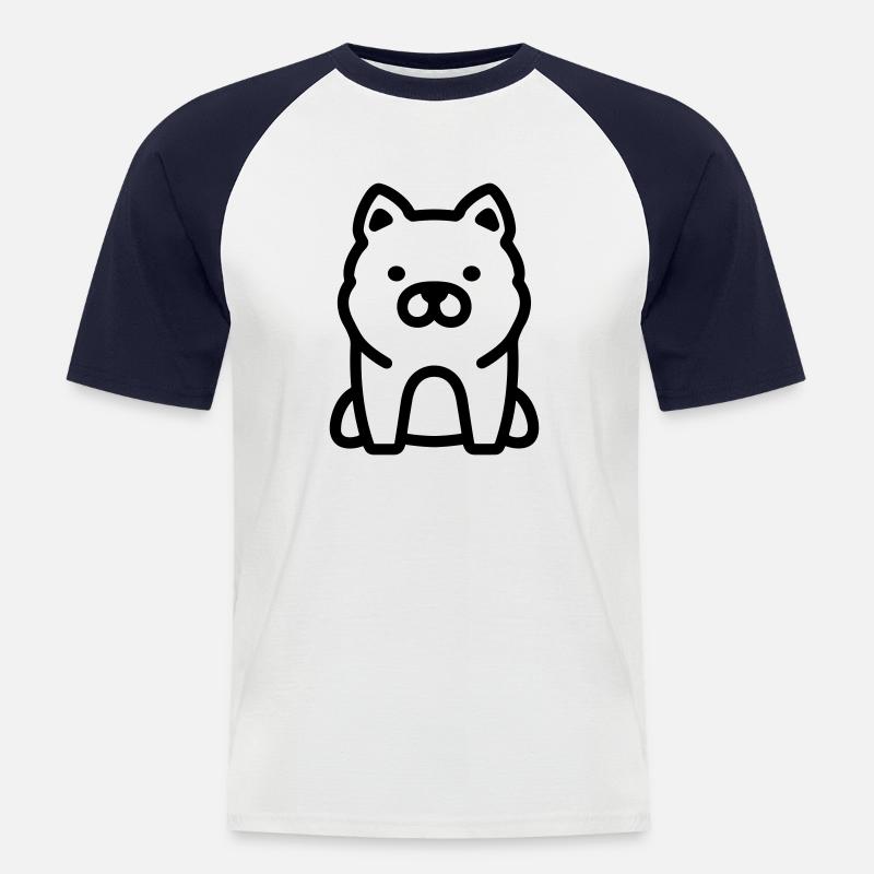 Hund - Männer Baseball-T-Shirt - Weiß/Navy