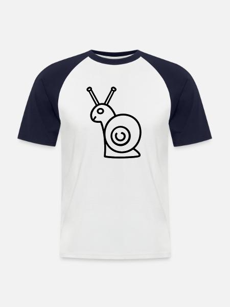 Schnecke - Männer Baseball-T-Shirt - Weiß/Navy