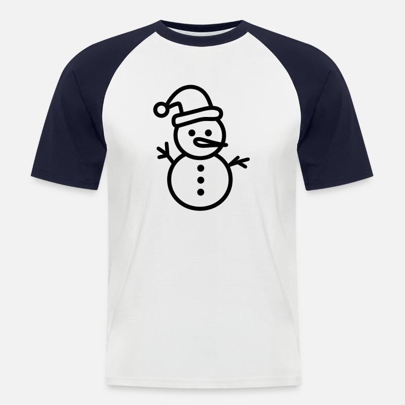 Schneemann - Männer Baseball-T-Shirt - Weiß/Navy