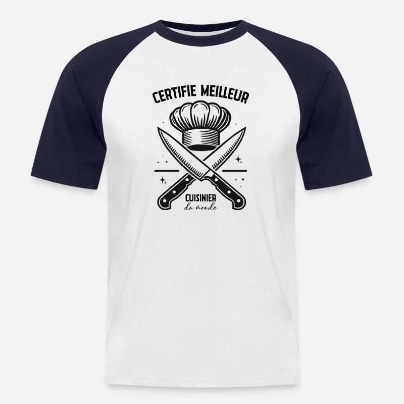 Bester Koch - Männer Baseball-T-Shirt - Weiß/Navy