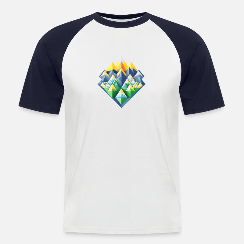 Vektor Berge 01 - Männer Baseball-T-Shirt - Weiß/Navy