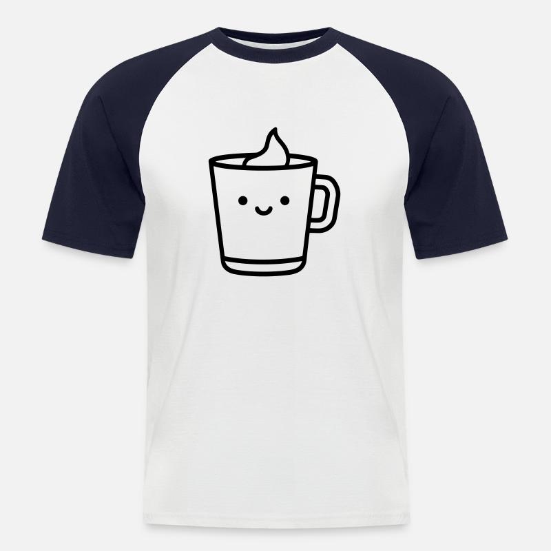 Kaffeebecher - Männer Baseball-T-Shirt - Weiß/Navy