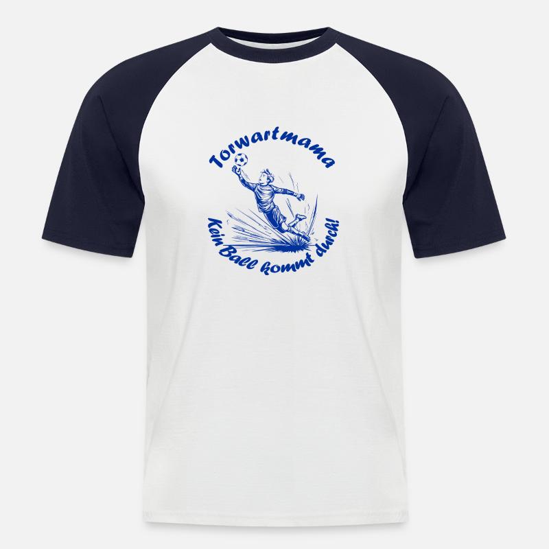 Torwart Mama - blau - Männer Baseball-T-Shirt - Weiß/Navy