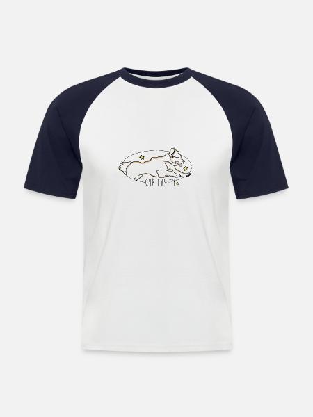 Hund - Männer Baseball-T-Shirt - Weiß/Navy