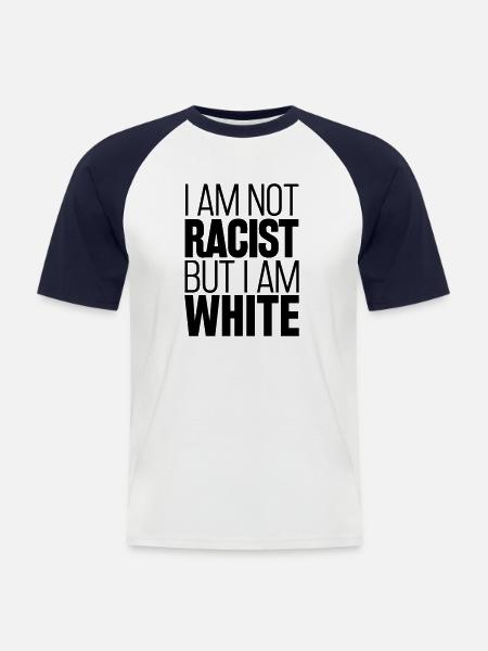 Non sono razzista ma sono bianco - Maglia da baseball a manica corta da uomo - bianco/navy