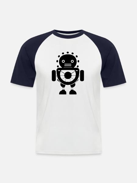 Small robot - Men's Baseball T-Shirt - white/navy