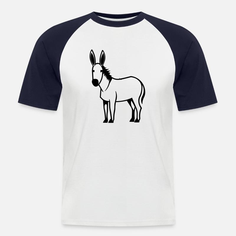 Esel - Männer Baseball-T-Shirt - Weiß/Navy