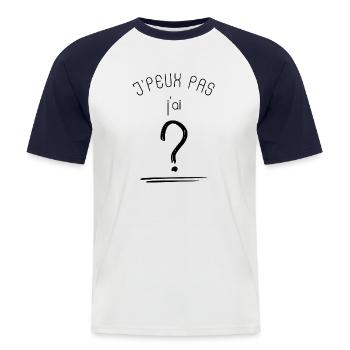 Je peux pas j'ai ? - T-shirt baseball manches courtes Homme - blanc/marine - Devant - Nik (191cm)