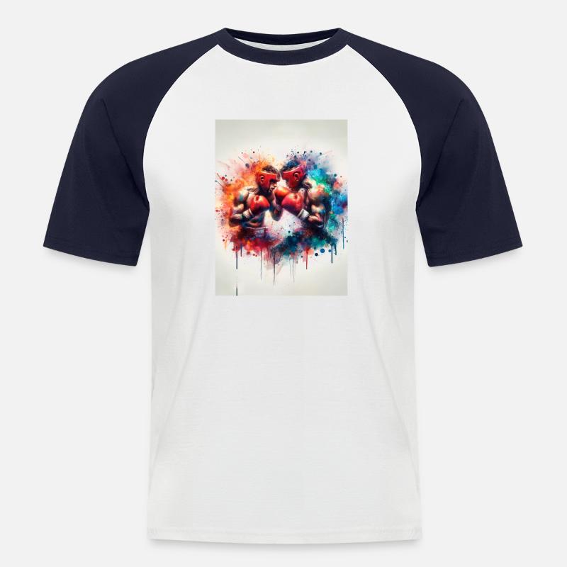 Boxkampf - Männer Baseball-T-Shirt - Weiß/Navy