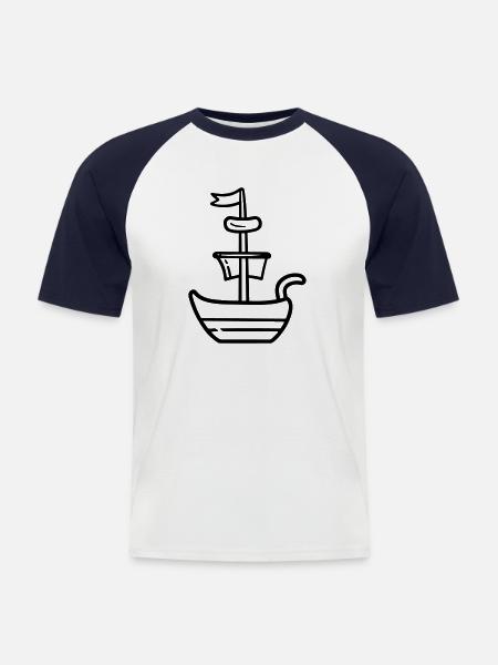 Pirate ship - Men's Baseball T-Shirt - white/navy