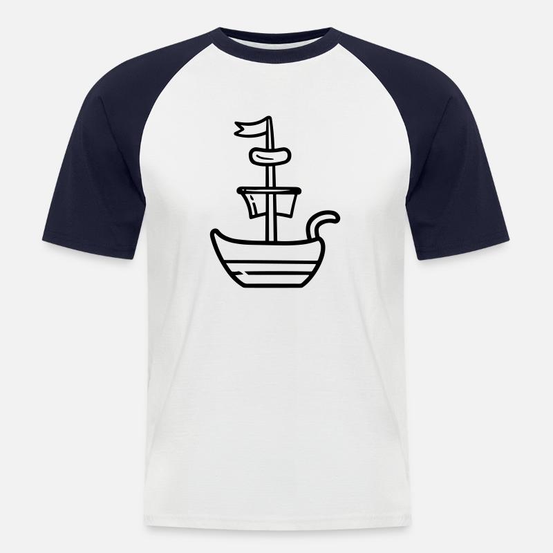 Piratenschiff - Männer Baseball-T-Shirt - Weiß/Navy