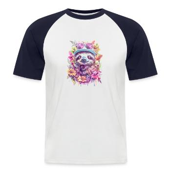 Sloth baby - Men's Baseball T-Shirt - white/navy - Front - Nik (191cm)