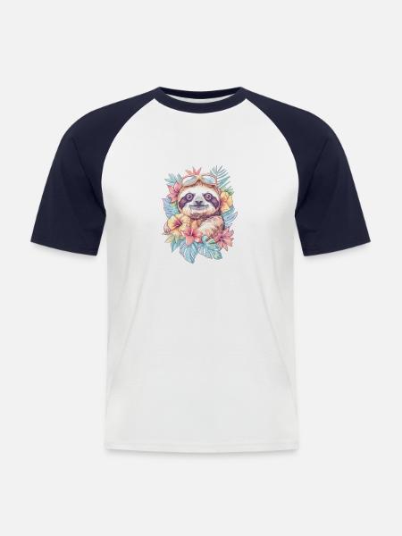 Baby Sloth Has Fun - Men's Baseball T-Shirt - white/navy