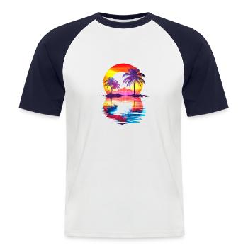 Island of Paradise - Men's Baseball T-Shirt - white/navy - Front - Nik (191cm)