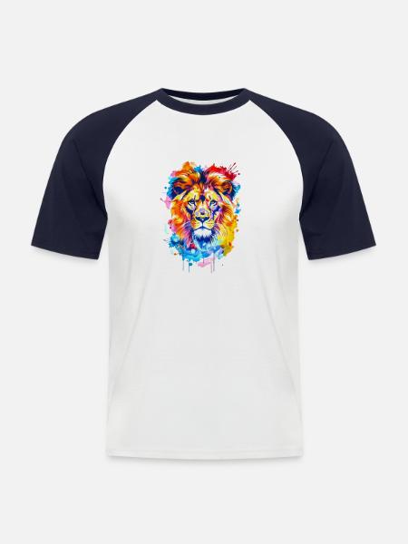 Conception du lion - T-shirt baseball manches courtes Homme - blanc/marine