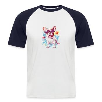 Funny Bulldog - Men's Baseball T-Shirt - white/navy - Front - Nik (191cm)