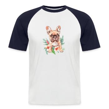 French Bulldog - Men's Baseball T-Shirt - white/navy - Front - Nik (191cm)