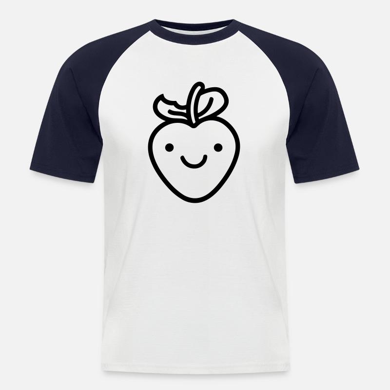Erdbeere - Männer Baseball-T-Shirt - Weiß/Navy