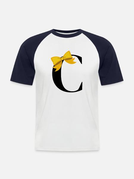 Letter c yellow bow - Men's Baseball T-Shirt - white/navy
