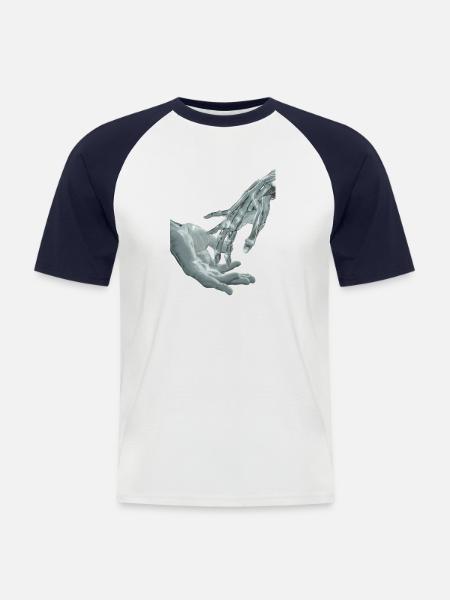 Mains - T-shirt baseball manches courtes Homme - blanc/marine